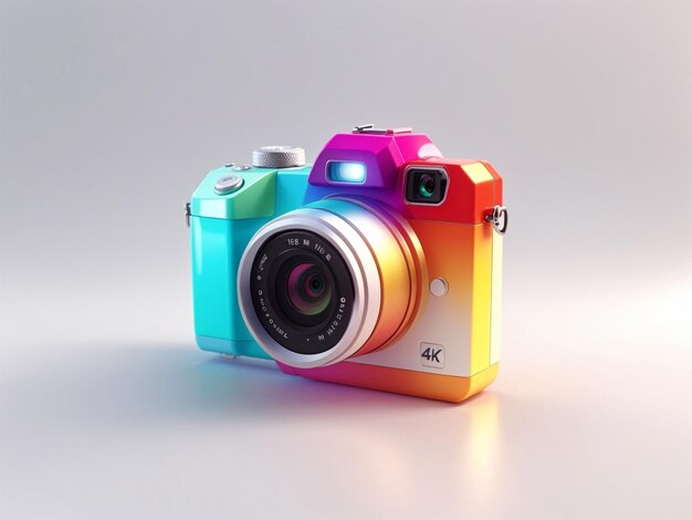 Rendering 3D d'une caméra colorée avec une caméra de fond en gradient et une configuration de studio générée
