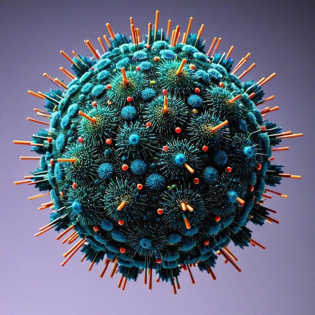 Rendering 3D d'une cellule de microbe du coronavirus