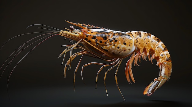 Rendering 3D d'une crevette réaliste détaillé et réaliste ce crustacé est parfait pour ajouter une touche de fruits de mer à votre prochain projet