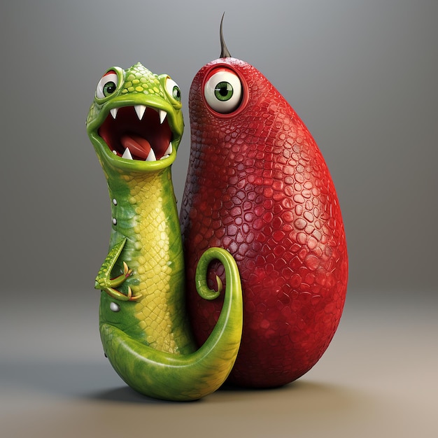 Rendering 3D de dessins animés comme le fruit du serpent