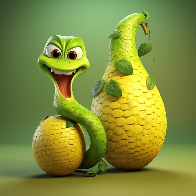 Rendering 3D de dessins animés comme le fruit du serpent