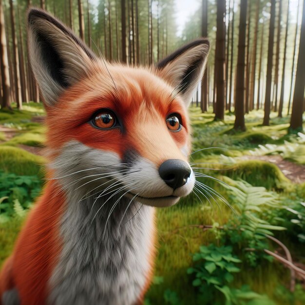 Rendering 3D du renard de forêt