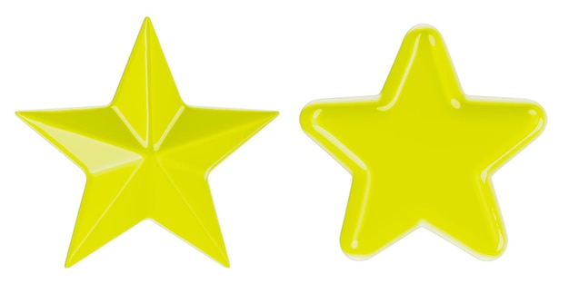 Photo rendering 3d d'étoiles jaunes isolées sur fond blanc