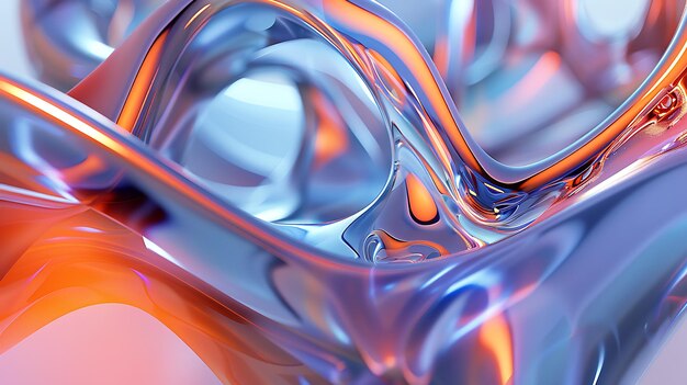 Rendering 3D d'un fond abstrait coloré avec une surface lisse ressemblant à un liquide