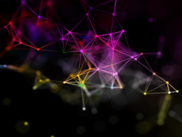 Rendering 3D d'un fond de communications de réseau multicolore avec une conception de plexus