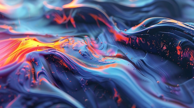 Rendering 3D d'un fond liquide ondulé abstrait avec des couleurs vives