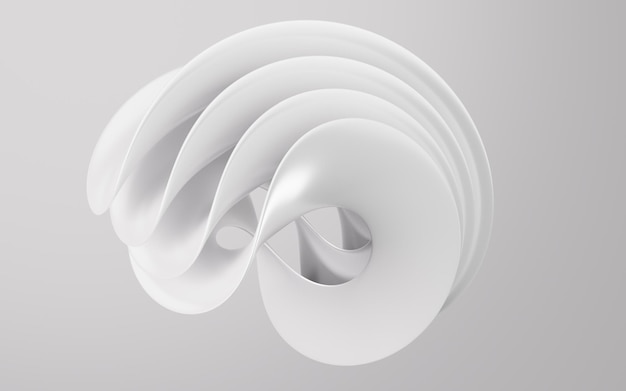 Rendering 3D sur fond métallique incurvé abstrait blanc