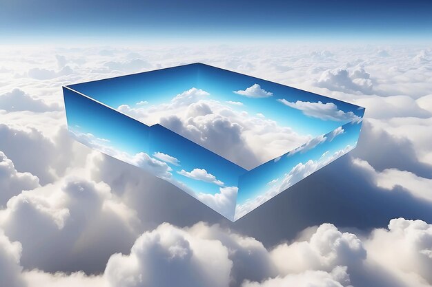 Rendering 3D de la forme rectangulaire au-dessus des nuages