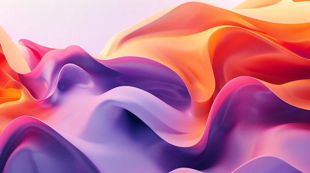 Rendering 3D Des formes fluides violettes et orange douces