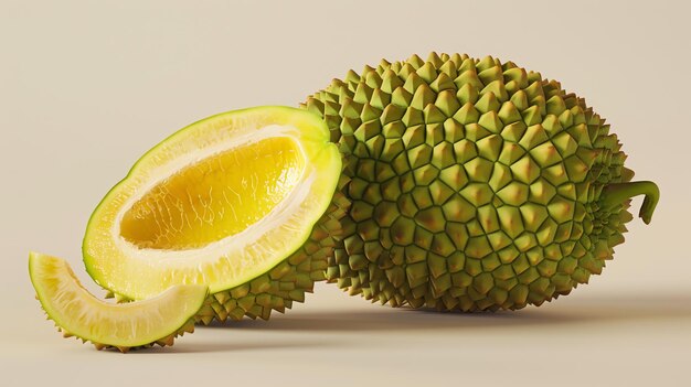 Photo rendering 3d d'un fruit de durian le durian est un fruit tropical connu pour sa grande taille et son apparence épineuse distinctive