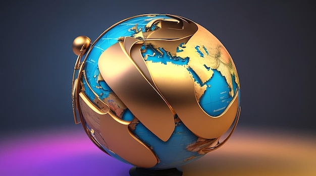 Rendering 3D d'un globe sur un fond abstrait