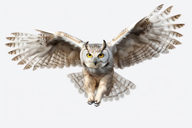 Rendering 3D d'une grande hibou à cornes isolée sur un fond blanc