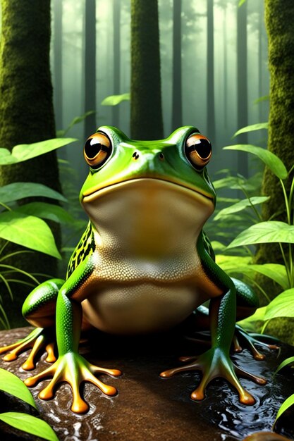 Photo rendering 3d de la grenouille de forêt