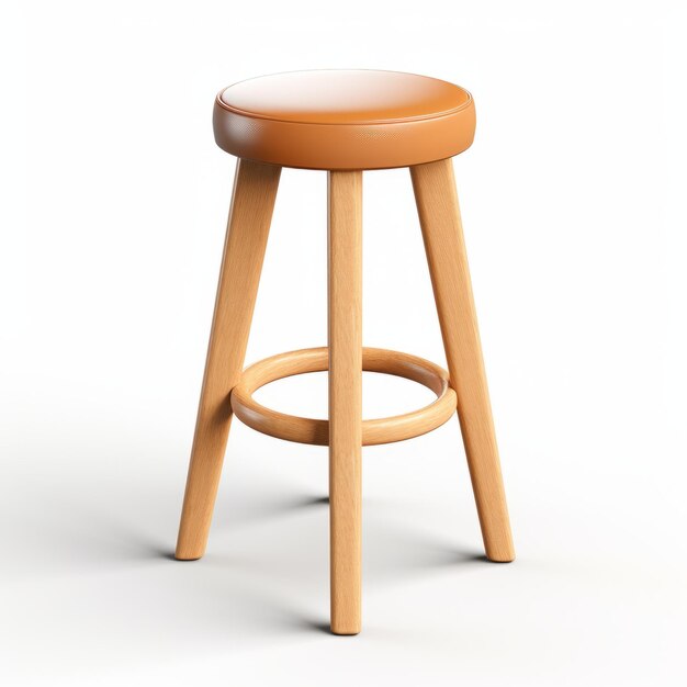 Rendering 3D à haute résolution d'un tabouret en bois orange