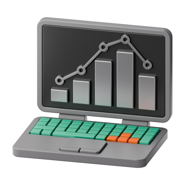 Rendering 3D de l'icône informatique de la statistique des finances premium sur un fond isolé