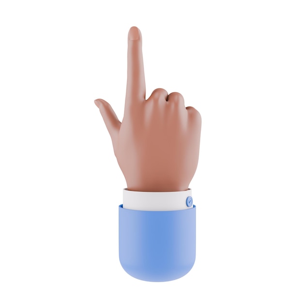Rendering 3D de la main faisant un geste de pointe avec la manche bleue