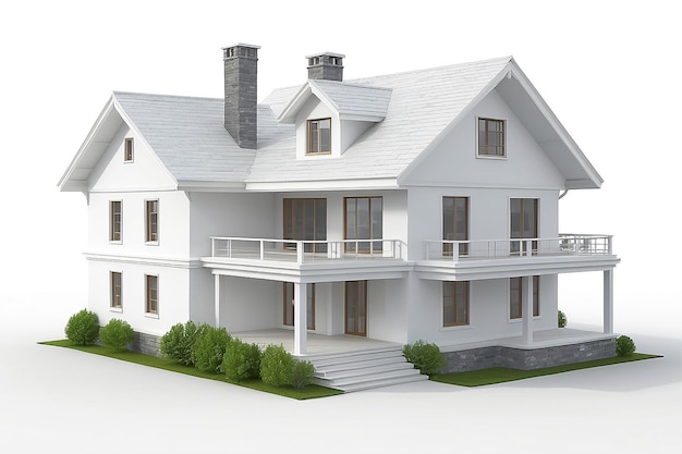 Rendering 3D d'une maison isolée sur un blanc