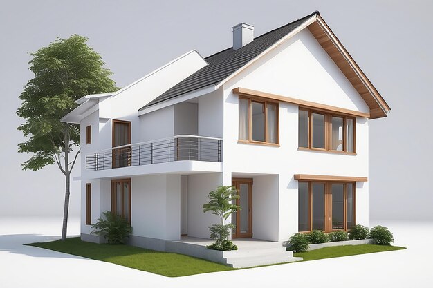 Rendering 3D d'une maison isolée sur un blanc