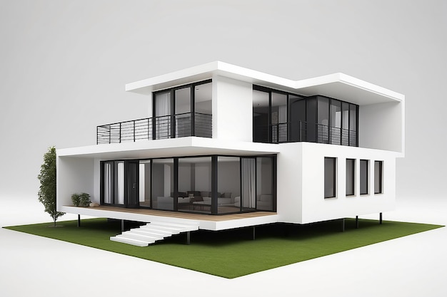 Rendering 3D d'une maison isolée sur un blanc