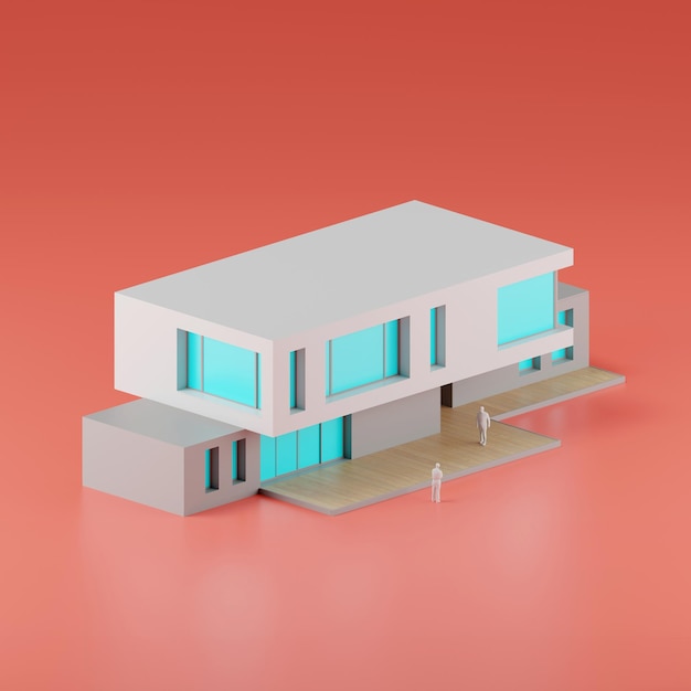 Rendering 3D d'une maison moderne Concept immobilier