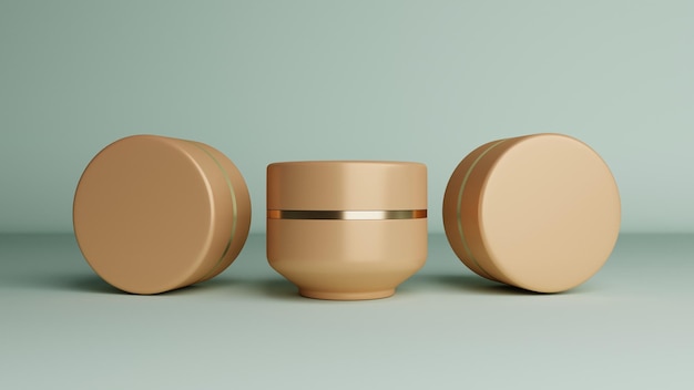 Rendering 3D d'une maquette de pot de crème cosmétique sur un fond pastel