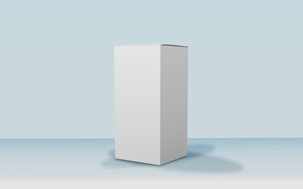 Rendering 3D d'une maquette de produit de boîte blanche réaliste en arrière-plan de studio