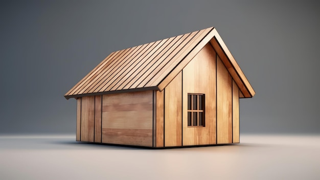 Photo rendering 3d d'un modèle extérieur d'une maison en bois