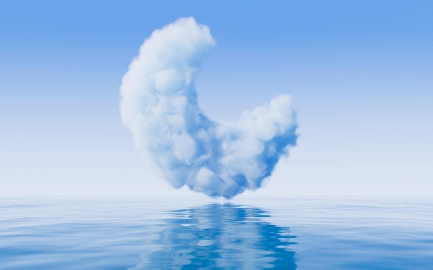 Photo rendering 3d des nuages et de la surface de l'eau dessin numérique