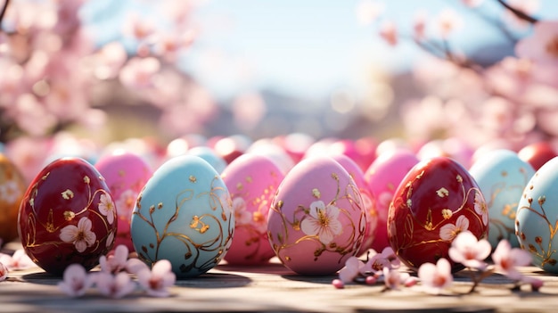 Rendering 3D d'œufs de Pâques et discours en blanc d'un côté