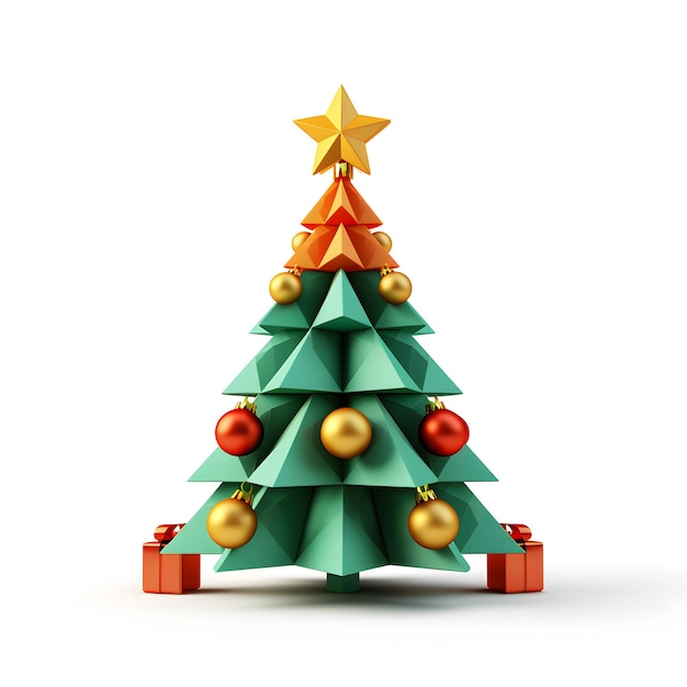 Rendering 3D de l'ornement de l'arbre de Noël carte de vœux de fête saisonnière fête joyeuse winte