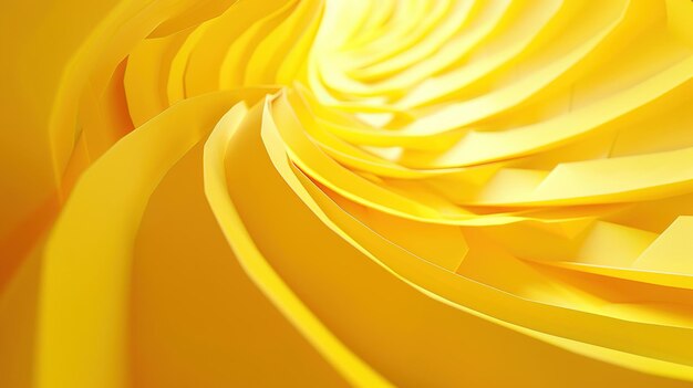 Photo rendering 3d de papier plié abstrait avec un fond jaune vif labyrinthe créativité idée unique