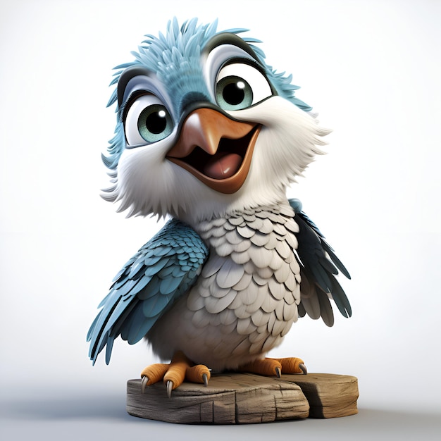 Rendering 3D d'un personnage de dessin animé Cute Owl avec un fond blanc