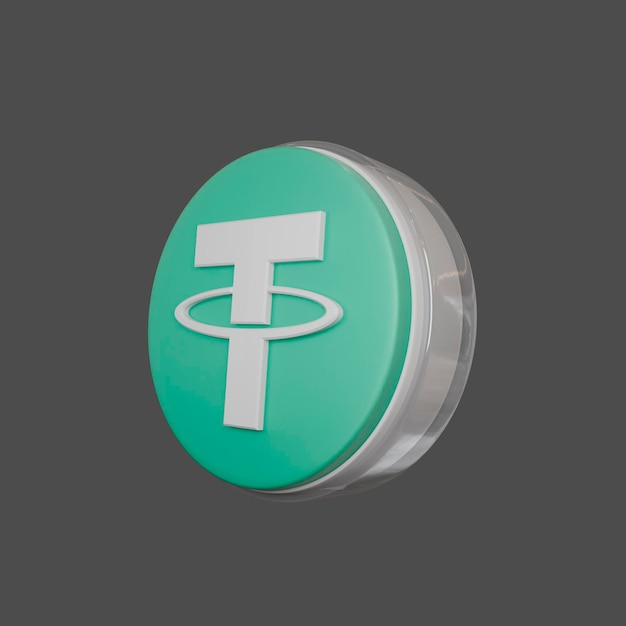 Rendering 3D d'une pièce de monnaie de crypto-monnaie avec un fond gris