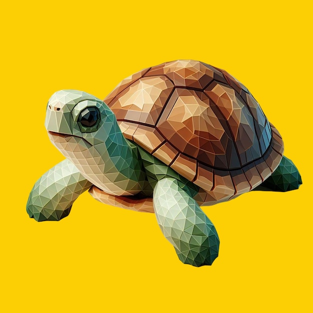 Rendering 3D d'un polygone bas isolé de la tortue