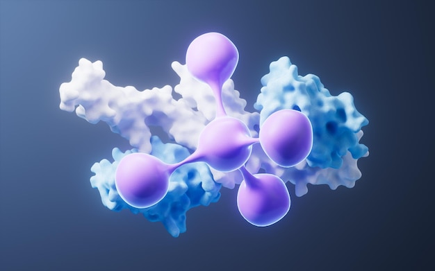 Photo rendering 3d de protéines et de molécules biologiques