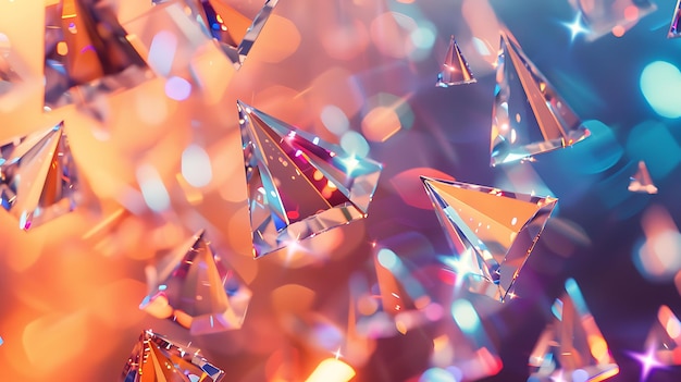 Rendering 3D d'une pyramide de cristal La pyramide est faite de verre et a un bord biseauté