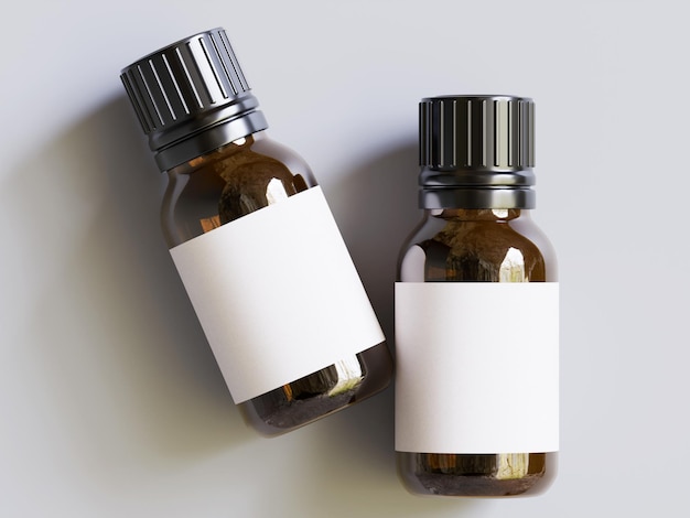 Rendering 3D réaliste de la bouteille pour l'endroit Aromathérapie aromatique Ingrédients naturels Fabrication de bougies