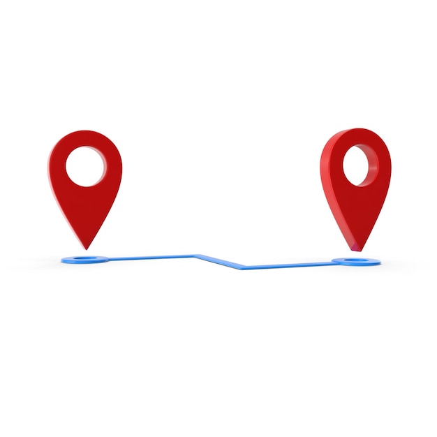 Rendering 3D réaliste Carte de localisation pin pointeur GPS marqueurs rouges cartes de symbole de localisation GPS navigation