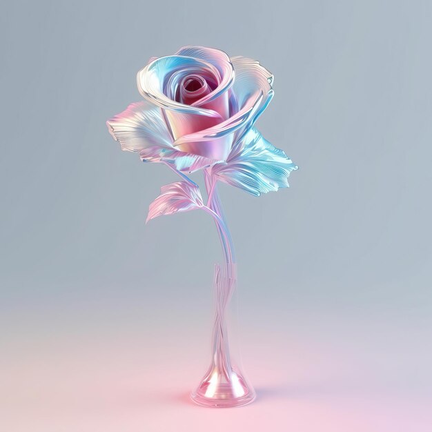 Photo rendering 3d d'une rose transparente de 3 pouces de hauteur 18 pouces lo fond blanc fond blanc hd pho