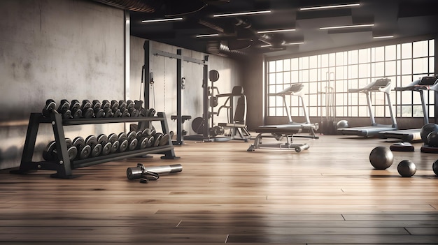 Rendering 3D d'une salle de sport moderne