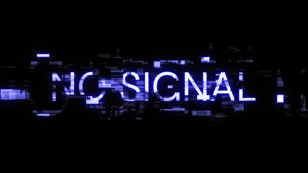 Rendering 3D sans texte de signal avec des effets d'écran de glitches technologiques