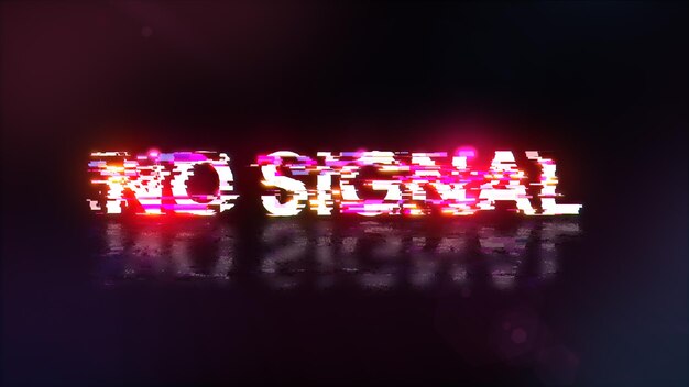 Rendering 3D sans texte de signal avec des effets d'écran de glitches technologiques