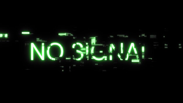 Rendering 3D sans texte de signal avec des effets d'écran de glitches technologiques