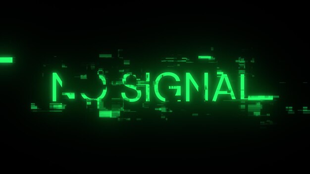 Rendering 3D sans texte de signal avec des effets d'écran de glitches technologiques