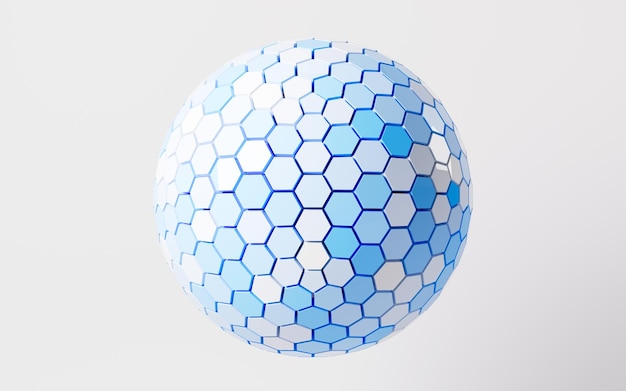 Rendering 3D de la sphère abstraite hexagonale