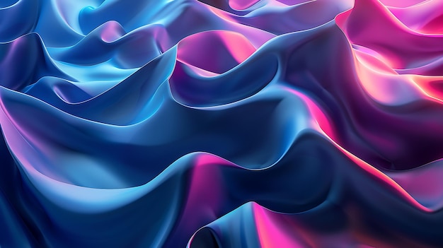Rendering 3D d'une surface ondulée avec des couleurs vives L'image a une sensation futuriste et abstraite et pourrait être utilisée comme fond ou papier peint
