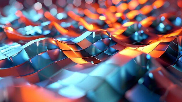 Rendering 3D d'une surface ondulée avec un gradient orange et bleu brillant