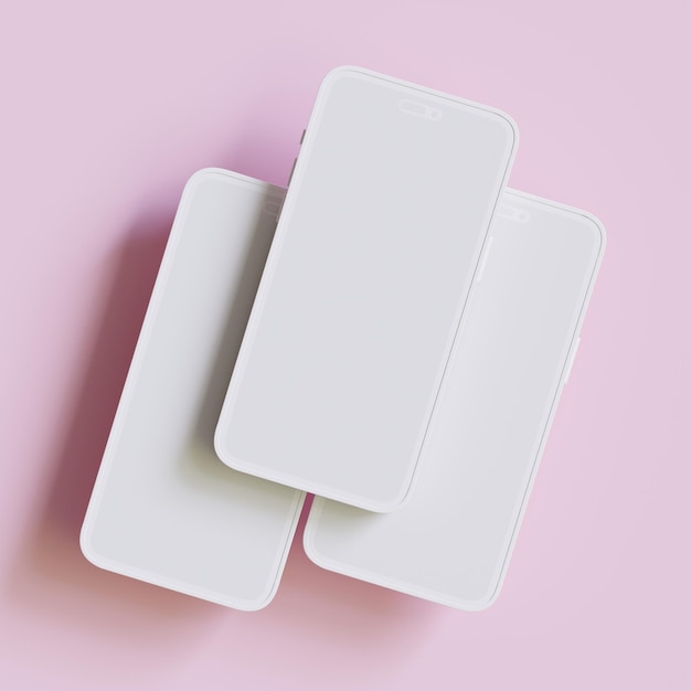 Rendering 3D de téléphone en argile avec un fond de couleur pastel