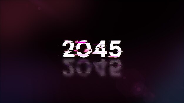 Rendering 3D de texte 2045 avec des effets d'écran de problèmes technologiques