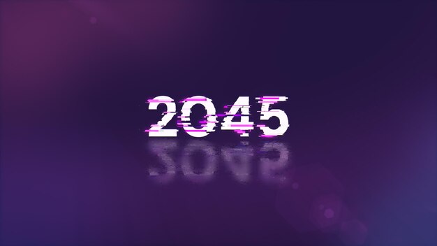 Rendering 3D de texte 2045 avec des effets d'écran de problèmes technologiques